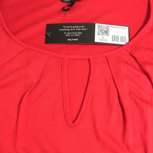 Daisy Fuentes LG Maxi Dress Red Sleeveless Keyhole pleated neck NWT - Picture 2 of 10
